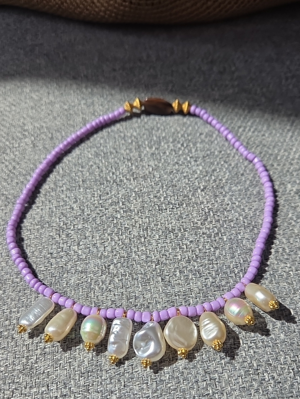 Pastel Purple Bead Pearl Necklace